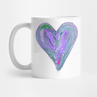 Purple and Teal Painted Heart with Splatter Mug